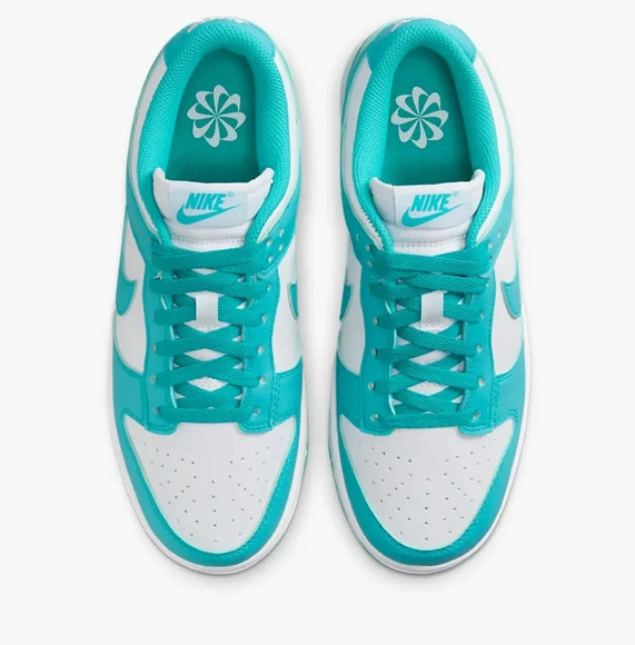 Nike Dunk Low Womens Teal Sneakers Shoes Customized with Swarovski Crystals - Picture 4 of 6